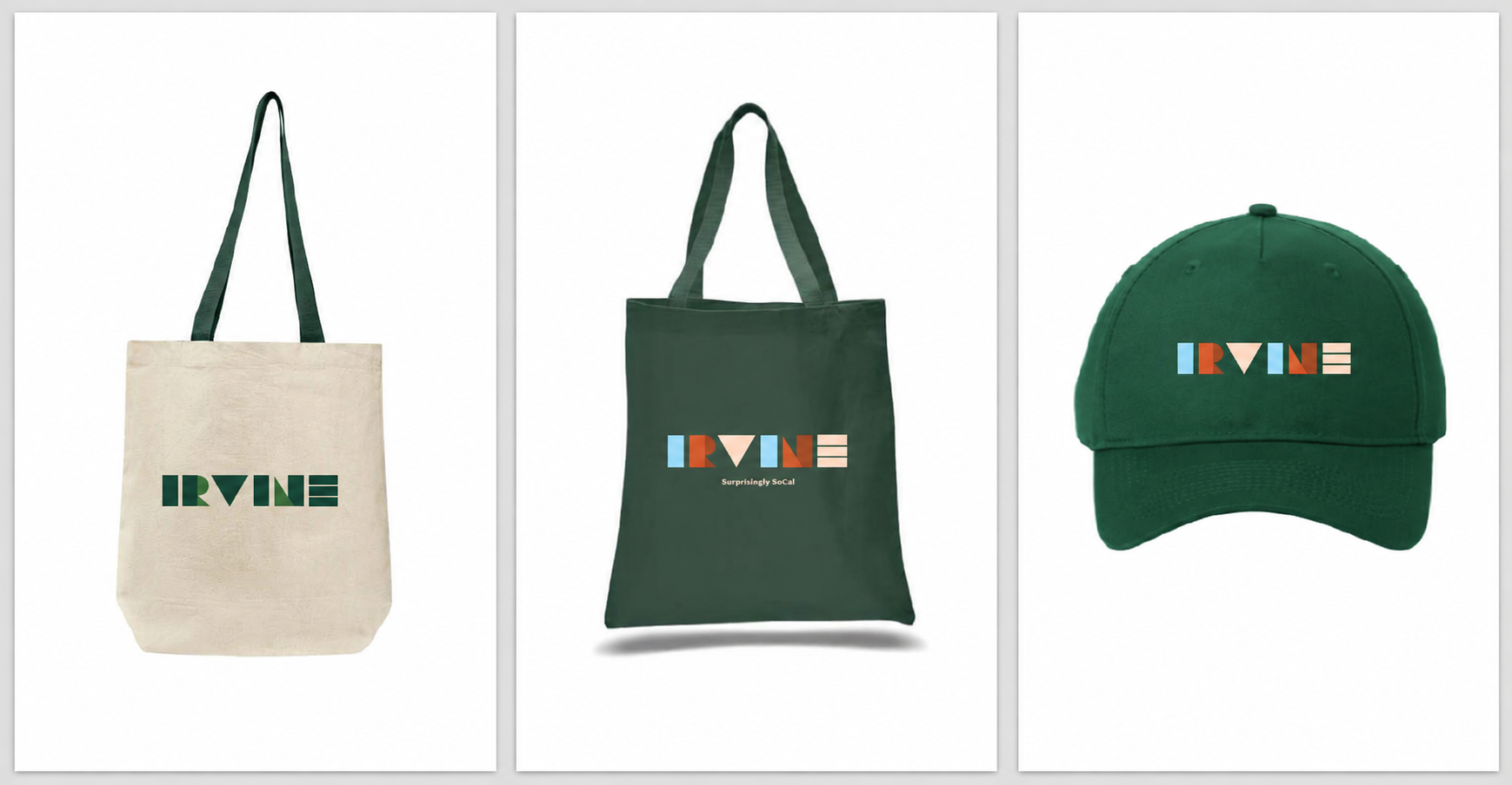images of Destination Irvine tote and hat