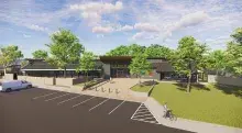 Rendering of the front of the Irvine Animal Care Center 