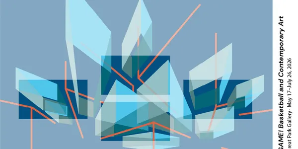Graphic of blue and green painted basketball court