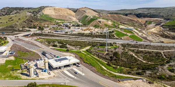 Frank R. Bowerman Landfill with green hills in the background.
