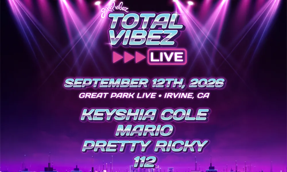 TOTAL VIBEZ LIVE concert graphic featuring Keyshia Cole, Mario, Pretty Ricky, and 112, September 12, 2026.