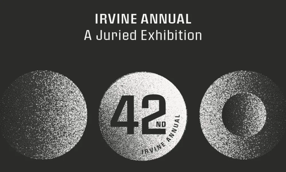 Graphic poster: 42nd Irvine Annual Juried Exhibition, July 11-September 5.