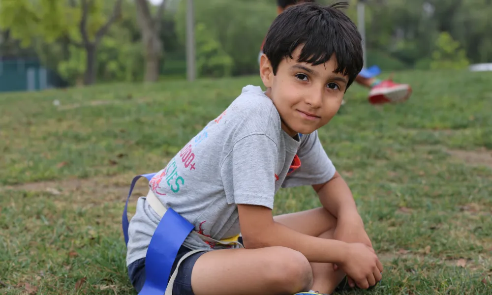 Boy playing flag football