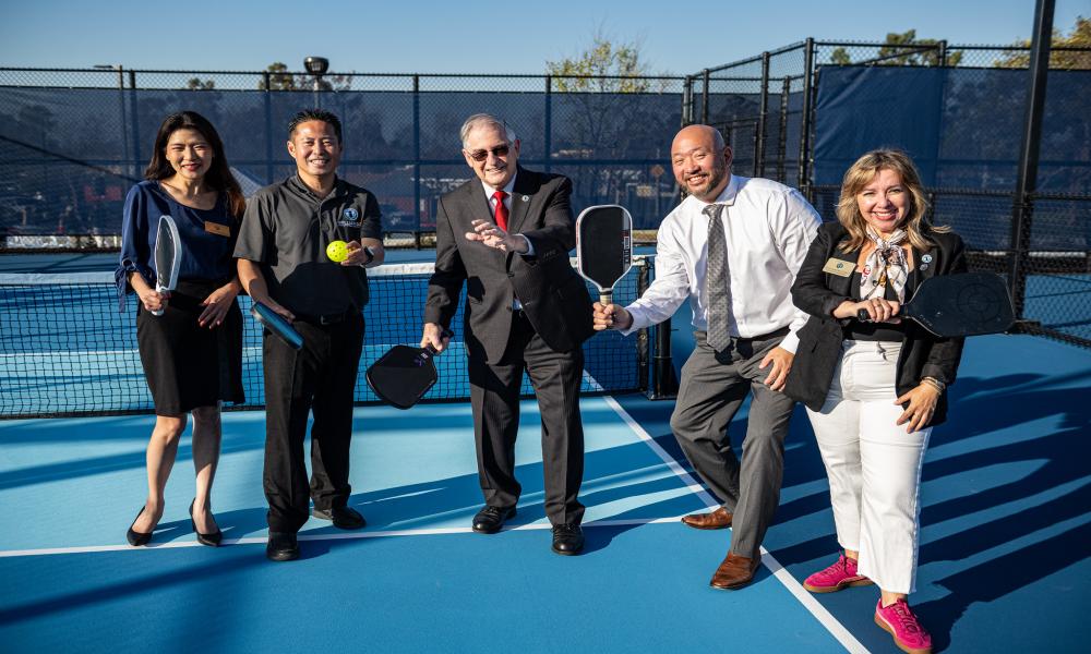 City Councilmembers on the pickleball court
