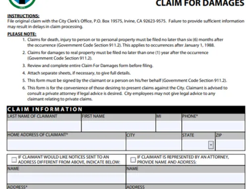 Claim For Damages